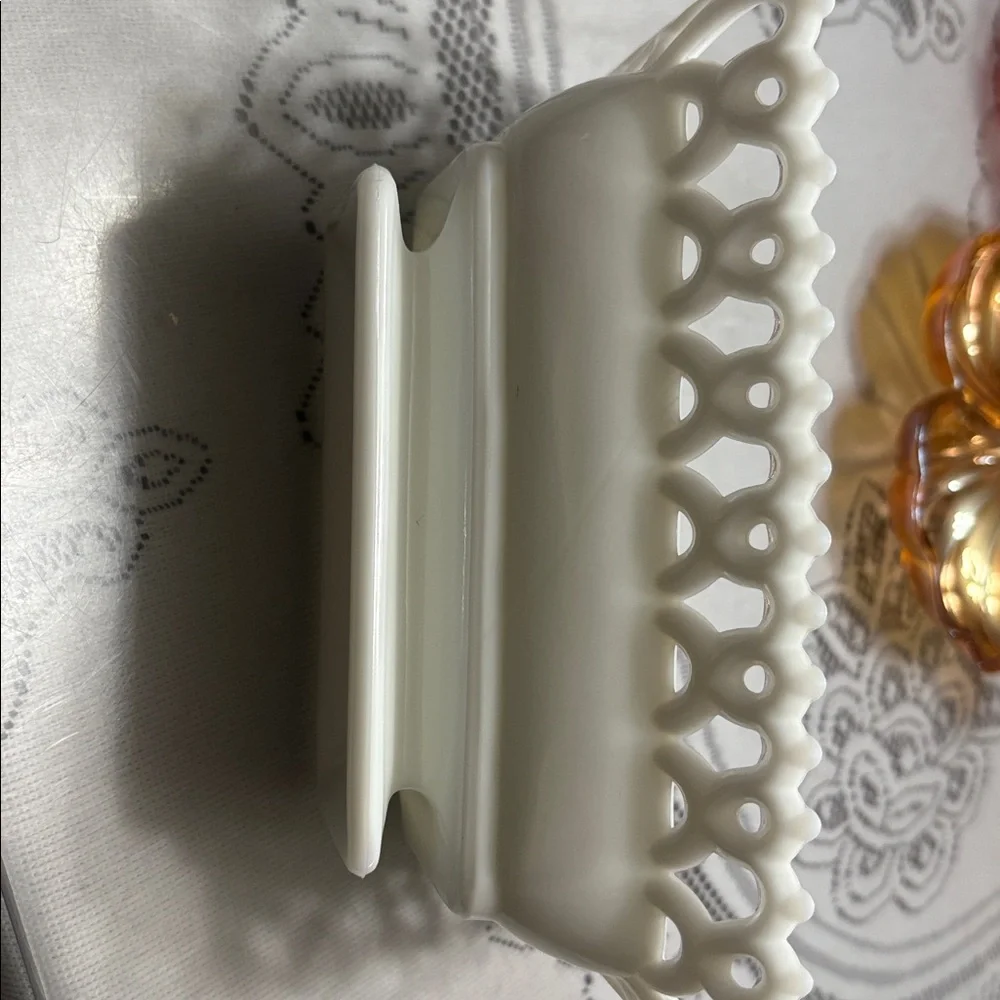 White lace milk glass bowl
